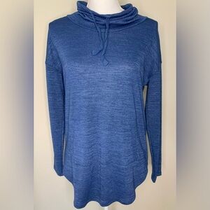 Banana Republic Cowl Neck Pullover Sweater Top Women Medium Kangaroo Pouch Blue
